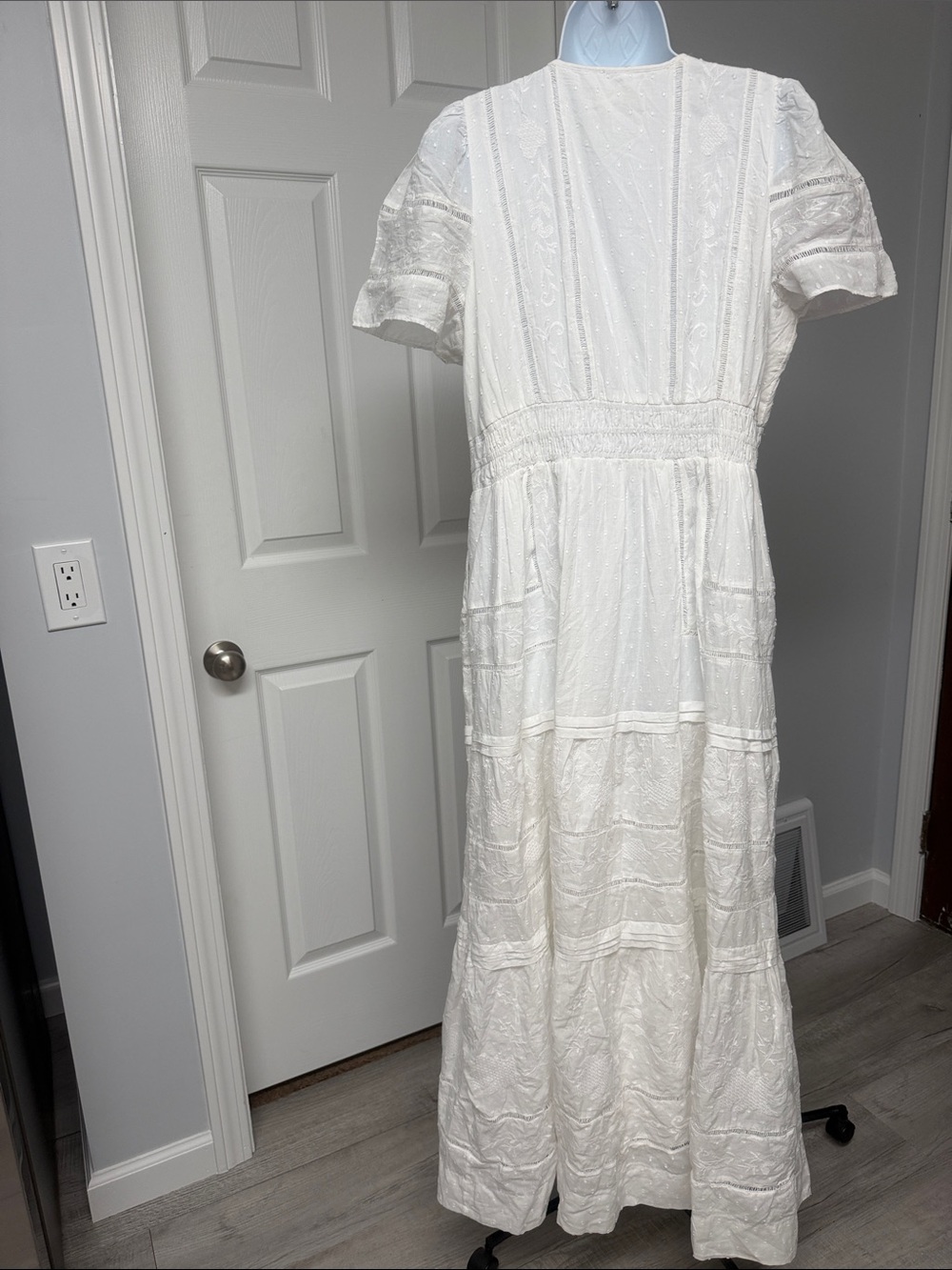 Anthropologie Somerset Maxi Dress White Tiered Cotton - Picture 6 of 7
